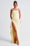 Adriana Strapless Draped Split Gown